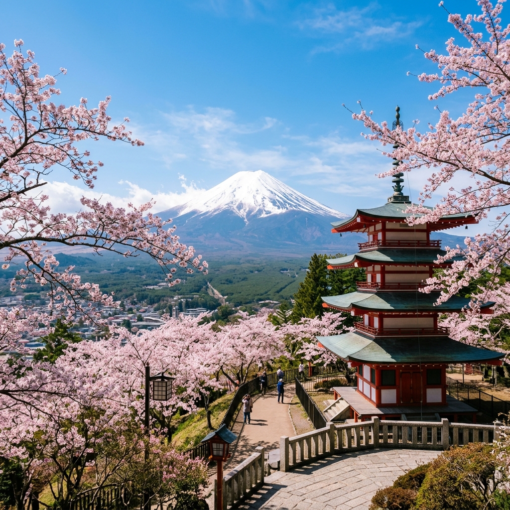 Pagoda and Mount Fuji Japan